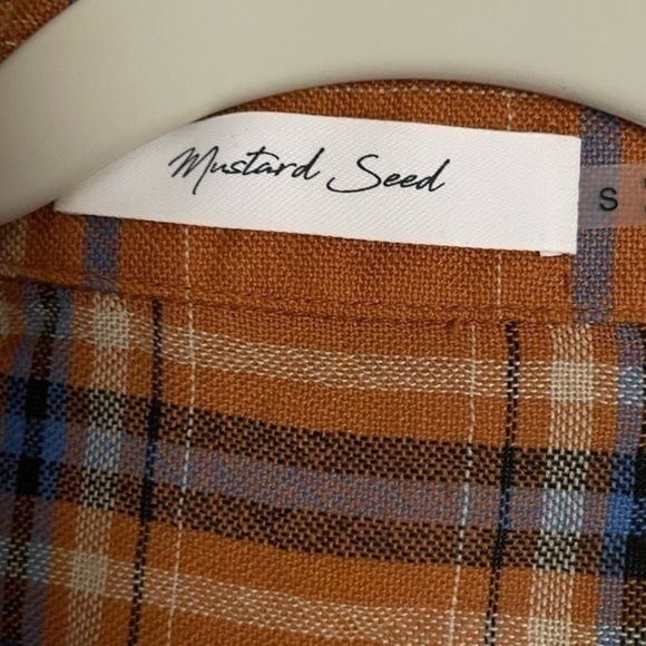 Mustard Seed Plaid tie up button down top Size Small - Picture 4 of 9